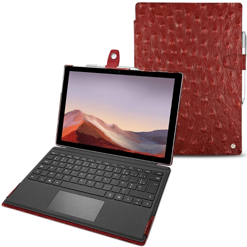 Housse cuir Microsoft Surface Pro 7Autruche ciliegia ( Pantone #a4343a ) 