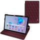 Samsung Galaxy Tab S6 Lite leather case - Lie de vin - Couture ( Pantone 5115C ) 