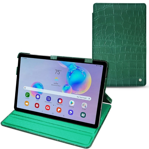 Ledertasche für Samsung Galaxy Tab S6 LiteCrocodile pino ( Pantone #173F35 ) 