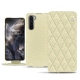 OnePlus Nord leather case - Ivoire - Couture ( Sleek P C12 - White ) 