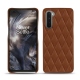 OnePlus Nord leather cover - Marron - Couture ( Nappa - Pantone 1615C ) 