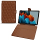 Samsung Galaxy Tab S7+ leather case - Marron - Couture ( Nappa - Pantone 1615C ) 