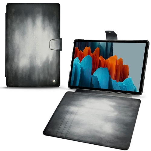 Les housses portefeuille en cuir pour Samsung Galaxy Tab S7 PlusGris Patine