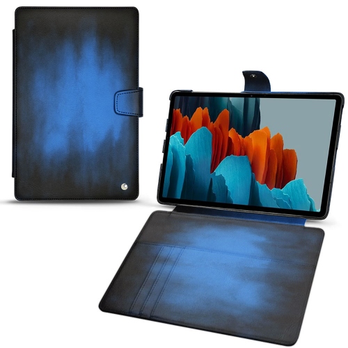 Leather wallet covers for Samsung Galaxy Tab S7 PlusBleu Patine