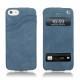 Apple iPhone 5 leather case - Jean vintage ( Roughtcut - Pantone 285U  ) 