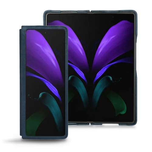 Les coques en cuir pour Samsung Galaxy Z Fold2Jean vintage - Couture ( Pantone #2f414f  ) 