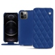 가죽 커버 Apple iPhone 12 Pro - Bleu océan - Couture ( Nappa - Pantone 293C ) 