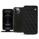 가죽 커버 Apple iPhone 12 Pro - Negre poudro - Couture