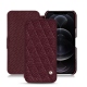 Housse cuir Apple iPhone 12 Pro - Lie de vin - Couture ( Pantone 5115C ) 