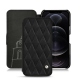 Housse cuir Apple iPhone 12 Pro - Negre poudro - Couture