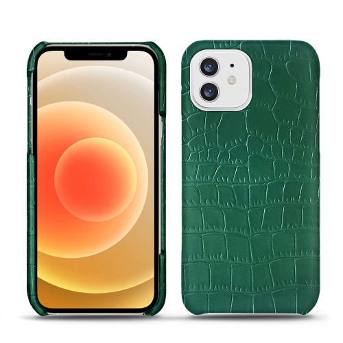 Leather cases for Apple iPhone 12 miniCrocodile pino ( Pantone #173F35 ) 