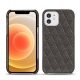 Coque cuir Apple iPhone 12 mini - Anthracite - Couture ( Pantone 424C ) 