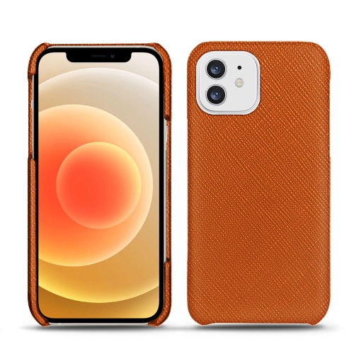 Leather cases for Apple iPhone 12Orange vibrant ( Pantone #e36b39 ) 