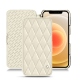 가죽 커버 Apple iPhone 12 mini - Blanc - Couture ( Bologna - White ) 