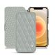 Housse cuir Apple iPhone 12 mini - Gris - Couture ( Nappa - Pantone W428C ) 