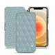 Apple iPhone 12 mini leather case - Bleu ciel - Couture ( Nappa - Pantone 277C ) 