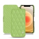 Apple iPhone 12 mini leather case - Vert olive - Couture ( Nappa - Pantone 578U ) 