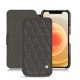 가죽 커버 Apple iPhone 12 mini - Anthracite - Couture ( Pantone 424C ) 