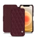 가죽 커버 Apple iPhone 12 mini - Lie de vin - Couture ( Pantone 5115C ) 