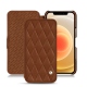Apple iPhone 12 leather case - Marron - Couture ( Nappa - Pantone 1615C ) 