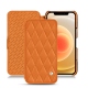 Housse cuir Apple iPhone 12 - Orange - Couture ( Nappa - Pantone 1495U ) 