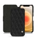 レザーケース Apple iPhone 12 - Ebène - Couture ( Sleek P C12 - Black ) 