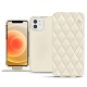 Apple iPhone 12 leather case - Blanc - Couture ( Bologna - White ) 