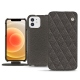 Housse cuir Apple iPhone 12 - Anthracite - Couture ( Pantone 424C ) 