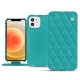 Housse cuir Apple iPhone 12 - Bleu fluo - Couture