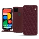 Custodia in pelle Google Pixel 5 - Lie de vin - Couture ( Pantone 5115C ) 