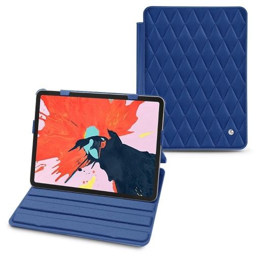 Leather cases for Apple iPad Air (2020 / 2022)Bleu océan - Couture ( Nappa - Pantone #15458a) 
