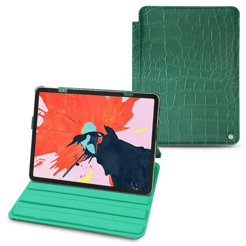 Ledertaschen für Apple iPad Air (2020 / 2022)Crocodile pino ( Pantone #173F35 ) 
