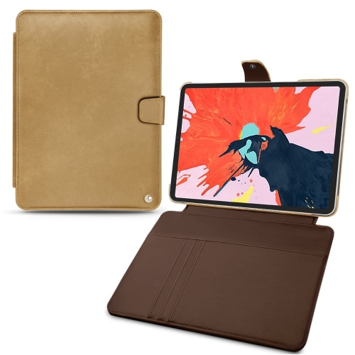  Apple iPad Air 용 가죽 지갑 커버 (2020 / 2022)Sable vintage ( Pantone #9b7340 ) 
