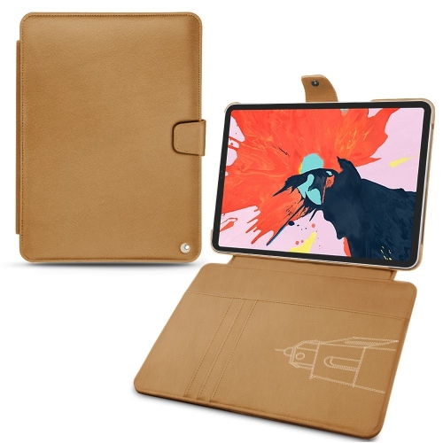 Leather wallet covers for Apple iPad Air (2020 / 2022)Castan esparciate ( Pantone #824F2A )