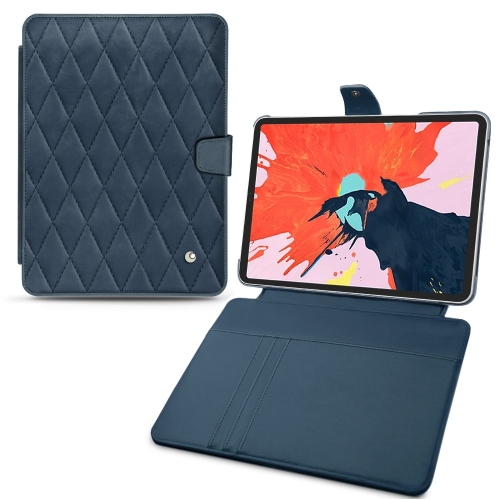 Copri portafoglio in pelle per Apple iPad Air (2020 / 2022)Jean vintage - Couture ( Pantone #2f414f  ) 