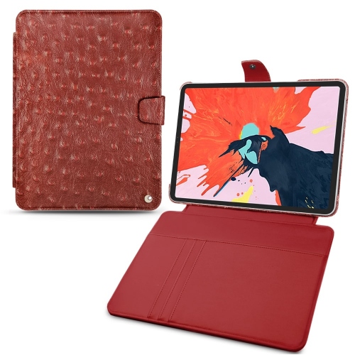 Brieftaschenhüllen aus Leder für Apple iPad Air (2020 / 2022)Autruche ciliegia ( Pantone #a4343a ) 