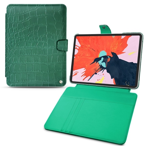 Copri portafoglio in pelle per Apple iPad Air (2020 / 2022)Crocodile pino ( Pantone #173F35 ) 