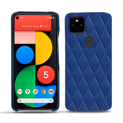 Lederschalen für Google Pixel 5Bleu océan - Couture ( Nappa - Pantone #15458a) 