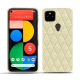 Coque cuir Google Pixel 5 - Ivoire - Couture ( Sleek P C12 - White ) 