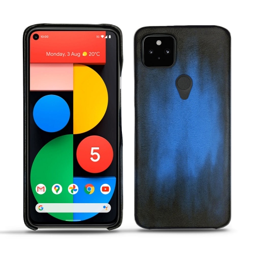 Conchas de cuero para Google Pixel 5Bleu Patine