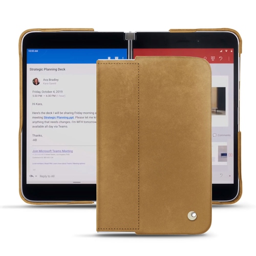Premium leather shells for Microsoft Surface DuoSable vintage ( Pantone #9b7340 ) 