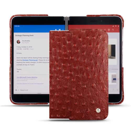 Gusci in pelle premium per Microsoft Surface DuoAutruche ciliegia ( Pantone #a4343a ) 
