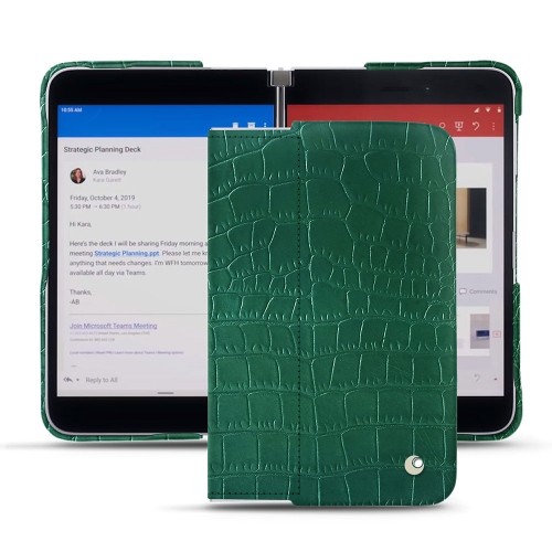 Gusci in pelle premium per Microsoft Surface DuoCrocodile pino ( Pantone #173F35 ) 