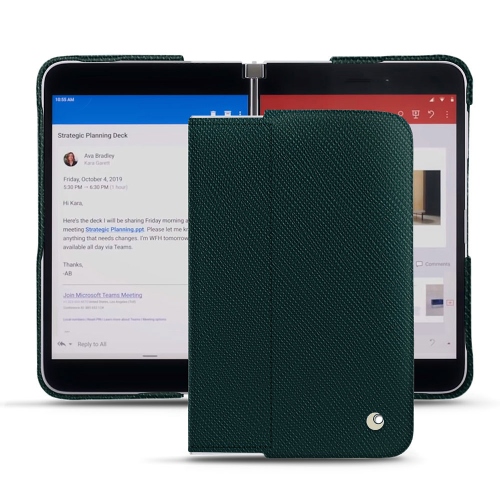 Des coques en cuir premium pour Microsoft Surface DuoVert séduisant ( Pantone #1d3c34 ) 