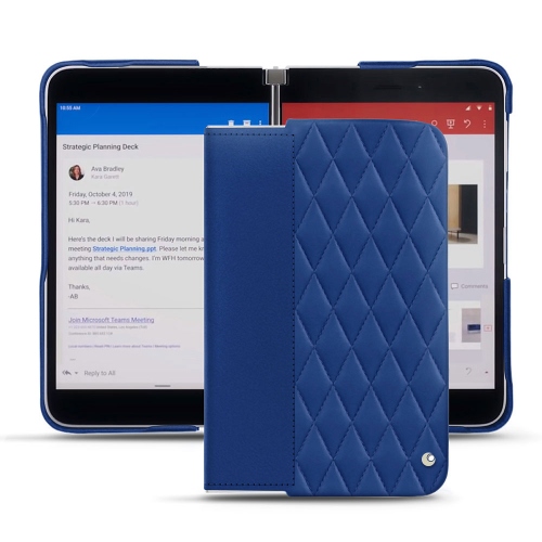 Hochwertige Lederschalen für Microsoft Surface DuoBleu océan - Couture ( Nappa - Pantone #15458a) 