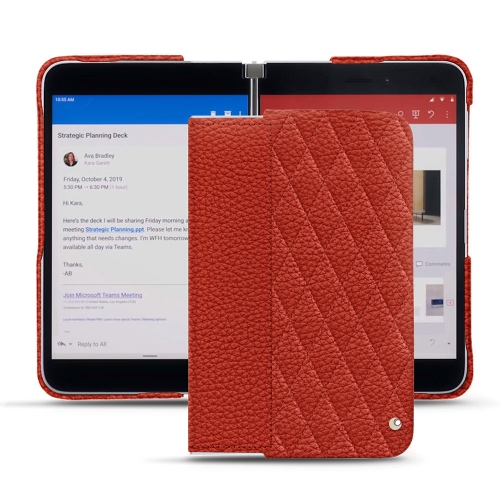 Microsoft Surface Duo用プレミアムレザーシェルPapaye - Couture ( Pantone #b54317 ) 