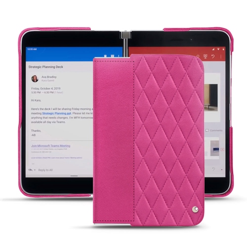 Des coques en cuir premium pour Microsoft Surface DuoRose BB - Couture ( Pantone #DB599F )