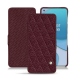 OnePlus 8T leather case - Lie de vin - Couture ( Pantone 5115C ) 