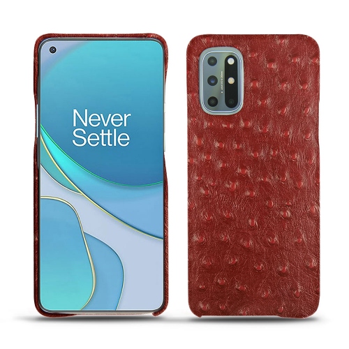 Concha de costas em couro para o seu OnePlus 8TAutruche ciliegia ( Pantone #a4343a ) 