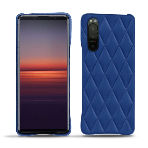 Xperia 5 II的真皮后壳Bleu océan - Couture ( Nappa - Pantone #15458a) 